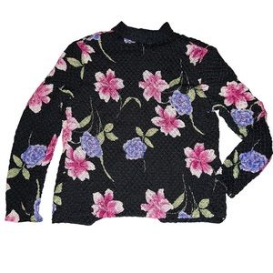 TANIA Women’s Cardigan Sweater Textured Light Weight Reversible Floral Size XL
